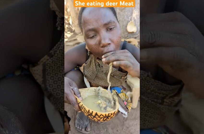 She is eating deer meat 🍖 #food #africa #eating #foodie